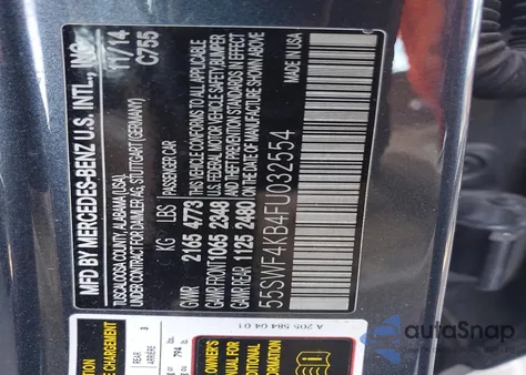 2015 Mercedes-Benz C 300 4Matic from USA, damaged, VIN 55SWF4KB4FU032554